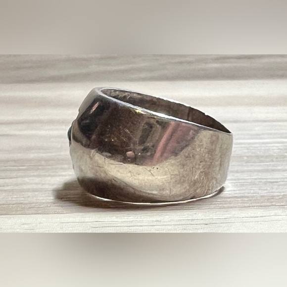 Vintage Frank Ramone Sterling Silver Shadow Box Turquoise Ring, Size 6, 5.5g - Picture 3 of 10